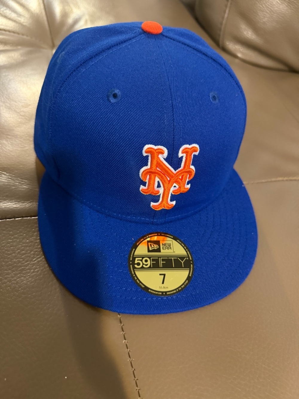 Brand New New Era 59FIFTY New York Mets Royal Blue Orange logo Fitted Hat Sz. 7